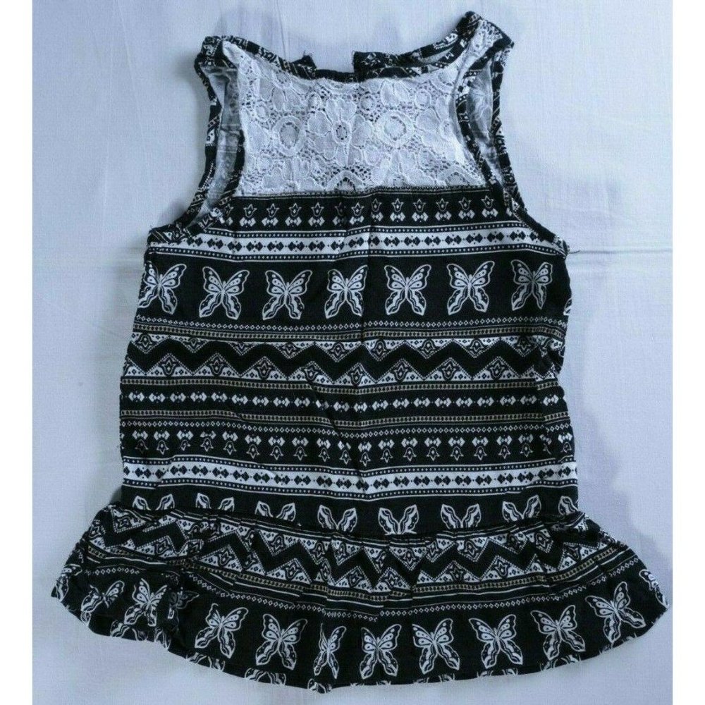 Crazy 8 girls Sz S 5/6 ruffle tank butterfly black